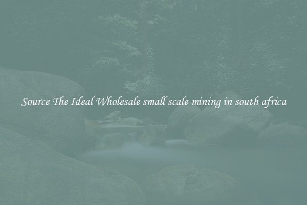 Source The Ideal Wholesale small scale mining in south africa
