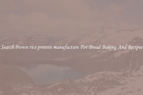 Search brown rice protein manufacture For Bread Baking And Recipes