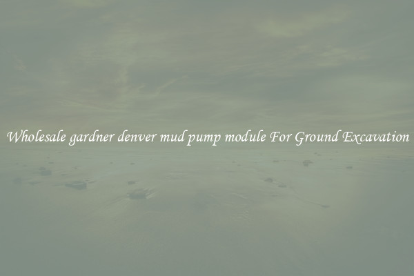 Wholesale gardner denver mud pump module For Ground Excavation
