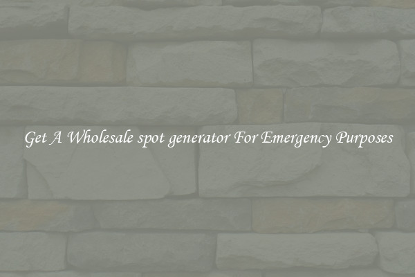 Get A Wholesale spot generator For Emergency Purposes